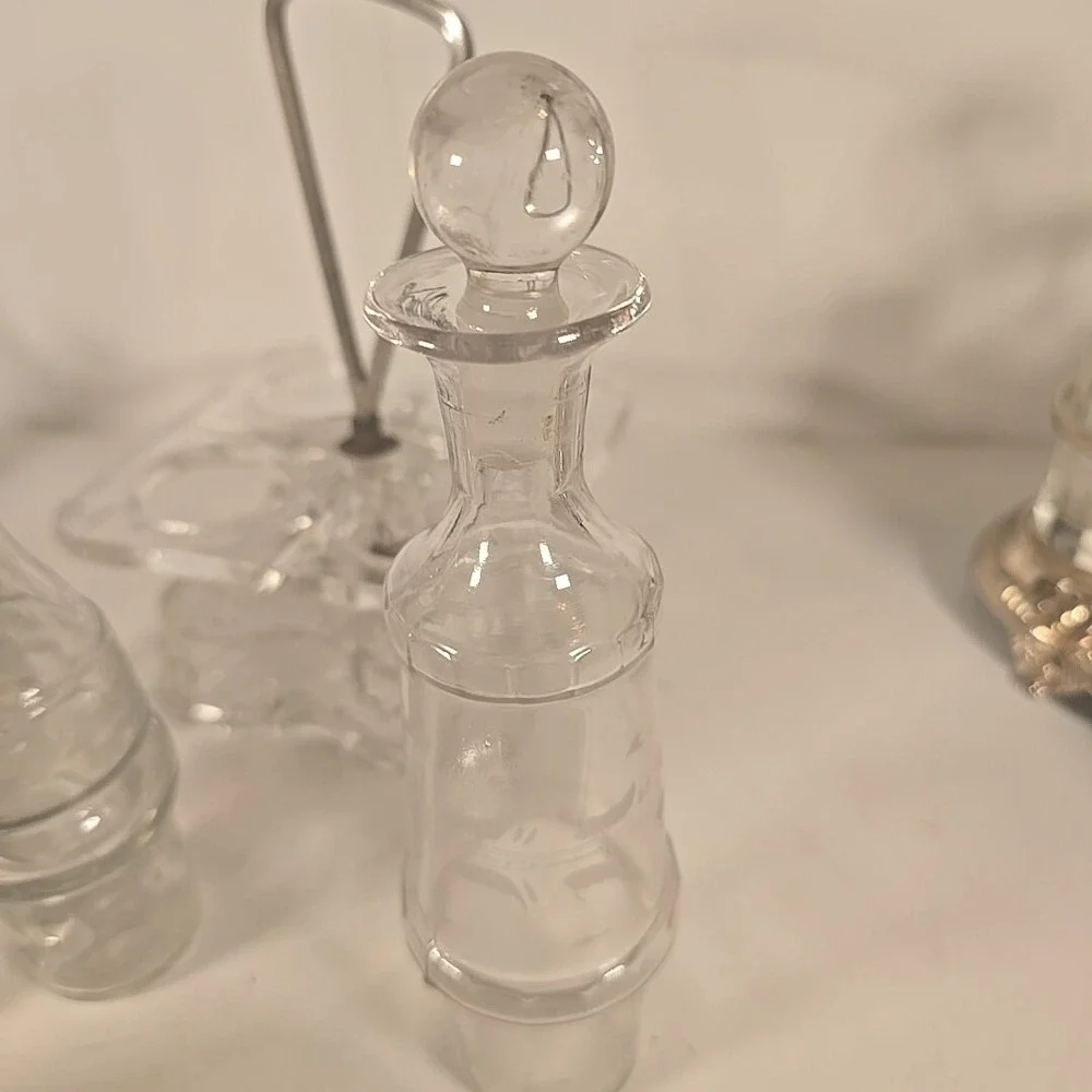 Salt & Pepper Shakers by Elson Glass Co Clear Blown Molded Caster Set 1800s Read